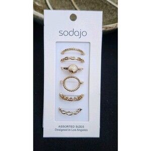 Shell, Crown, Gold Tone 6 Piece Ring Set